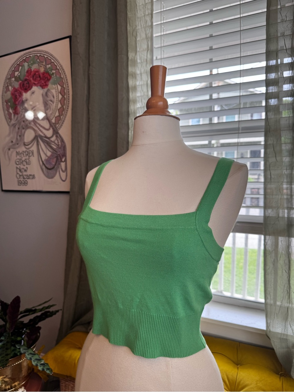 Garage Bright Green Ribbed Knit Tank